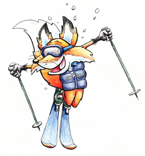 Cartoon: SkiTam Fox backscratcher (medium) by karlwimer tagged ski,skiing,fox,skitam,mascot