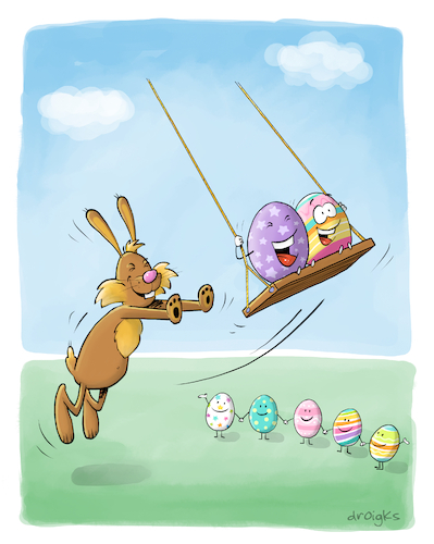 Cartoon: Eier schaukeln (medium) by droigks tagged comic,cartoon,droigks,ostern,osterhase,osterfest,ei,osterei,freizeit,freizeitspass,brauch,christentum,fruchtbarkeit,feiertag,gaudi,spiel,schaukel,schaukeln,spielplatz,bunt,bemalt,tradition,verspätung,ausrede,beschäftigung,anschubsen,schwung,comic,cartoon,droigks,ostern,osterhase,osterfest,ei,osterei,freizeit,freizeitspass,brauch,christentum,fruchtbarkeit,feiertag,gaudi,spiel,schaukel,schaukeln,spielplatz,bunt,bemalt,tradition,verspätung,ausrede,beschäftigung,anschubsen,schwung