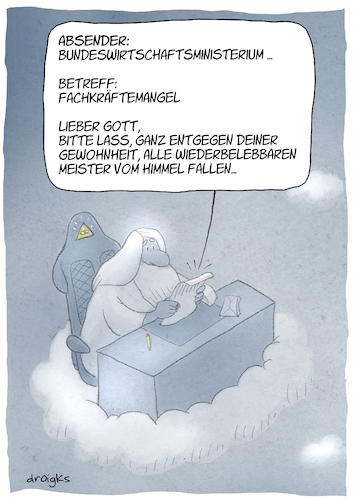 Cartoon: Fachkräftemangel (medium) by droigks tagged fachkräftemangel,fachkraft,mangelzustand,wirtschaft,arbeitskraft,berufsausbildung,droigks,arbeitsplatz,arbeitnehmer,arbeitgeber,qualifikation,volkswirtschaft,ökonomie,arbeitsverhältnis,arbeitskräfteangebot,fachkräfteengpass,lohnhöhe,fachkräftemangel,fachkraft,mangelzustand,wirtschaft,arbeitskraft,berufsausbildung,droigks,arbeitsplatz,arbeitnehmer,arbeitgeber,qualifikation,volkswirtschaft,ökonomie,arbeitsverhältnis,arbeitskräfteangebot,fachkräfteengpass,lohnhöhe