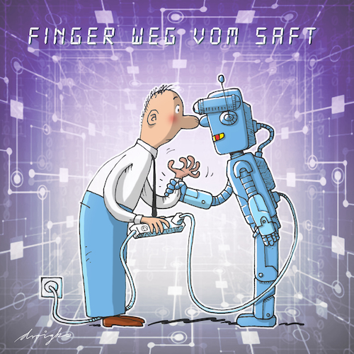 Cartoon: Finger weg vom Saft (medium) by droigks tagged künstliche,intelligenz,ki,roboter,notschalter,notbremse,emergency,stop,artifizielle,informatik,automatisierung,lernen,algorithmus,programmieren,zukunftsvision,kybernetik,künstliche,intelligenz,ki,roboter,artifizielle,informatik,automatisierung,lernen,algorithmus,programmieren,zukunftsvision,kybernetik