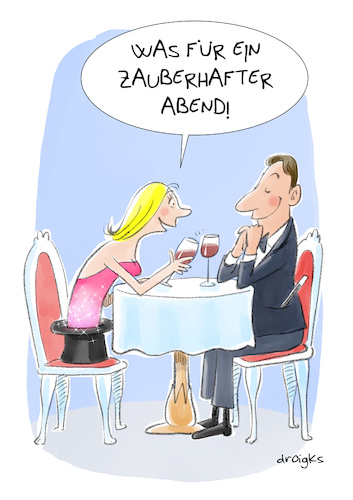 Cartoon: Illusion (medium) by droigks tagged illustration,comic,cartoon,droigks,zauberhaft,zauberstab,trick,illusion,date,magie,zauberstueck,mann,frau,restaurant,wein,zauberer,rendezvous,illustration,comic,cartoon,droigks,zauberhaft,zauberstab,trick,illusion,date,magie,zauberstueck,mann,frau,restaurant,wein,zauberer,rendezvous