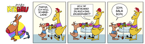 Cartoon: KenGuru Zauberwort (medium) by droigks tagged känguru,freundlich,höflich,bitte,droigks,einkauf,schokolade,supermarkt,känguru,freundlich,höflich,bitte,droigks,einkauf,schokolade,supermarkt