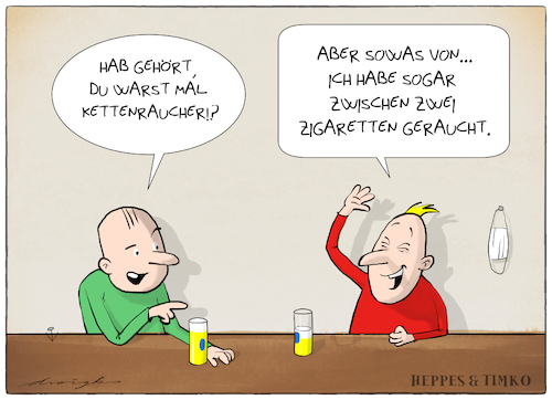 Cartoon: Kettenraucher (medium) by droigks tagged stammtisch,kneipe,bier,droigks,meinung,cartoon,comic,rauchen,gesundheit,alkohol,geselligkeit,kleine,leute,stammtisch,kneipe,bier,droigks,meinung,cartoon,comic,rauchen,gesundheit,alkohol,geselligkeit,kleine,leute