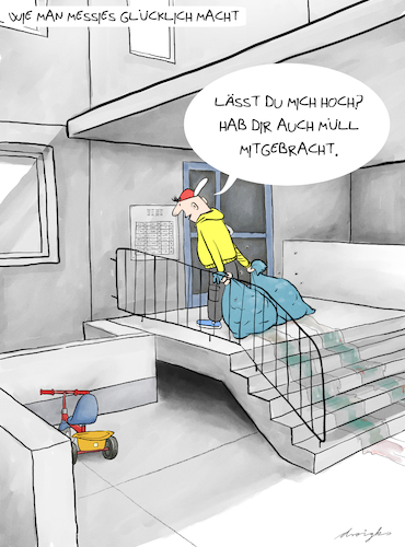 Cartoon: Messie kriegt Besuch (medium) by droigks tagged desorganisationsproblematik,horten,sammeln,psychische,störung,syndrom,droigks,unordentlichkeit,handlungslähmung,vermüllungssyndrom,verwahrlosung,soziale,isolation,müll,compulsive,hoarding,desorganisationsproblematik,horten,sammeln,psychische,störung,syndrom,droigks,unordentlichkeit,handlungslähmung,vermüllungssyndrom,verwahrlosung,soziale,isolation,müll,compulsive,hoarding