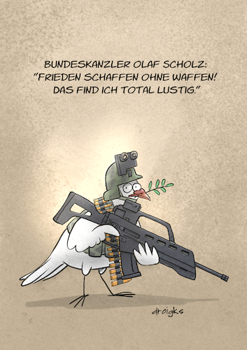 Cartoon: militante Friedenstaube (medium) by droigks tagged pazifismus,frieden,abrüstung,antimilitaristisch,antimilitarismus,droigks,waffen,oxymoron,eskalation,krieg,militärischer,konflikt,friedenssymbol,friedliches,miteinander,terror,antiterror,friedenstaube,frieden,abrüstung,antimilitaristisch,antimilitarismus,droigks,waffen,eskalation,krieg,militärischer,konflikt,friedenssymbol,friedliches,miteinander,terror,antiterror