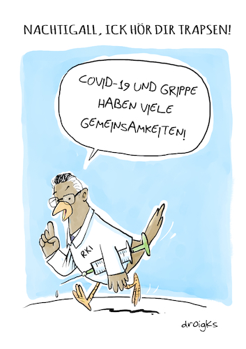 Cartoon: Nachtigall ick hoer dir trapsen (medium) by droigks tagged corona,epidemie,pandemie,impfen,maske,maskenpflicht,gesundheit,staat,freiheit,bürger,grundrecht,droigks,wieler,rki,corona,epidemie,pandemie,impfen,maske,maskenpflicht,gesundheit,staat,freiheit,bürger,grundrecht,droigks,wieler,rki