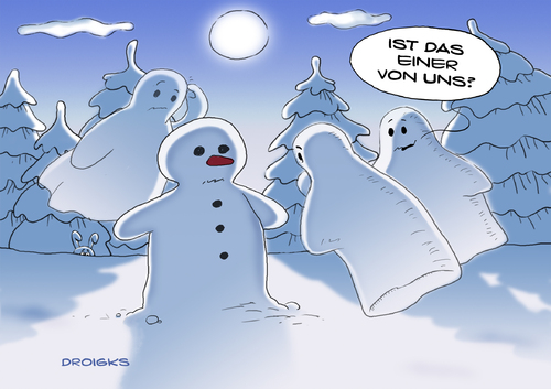 Cartoon: Schnee-Gespenster (medium) by droigks tagged droigks,droigk,geisterstunde,geister,winterwald,schnee,winter,gespenster,gespenst,schneemann,winter,jahreszeit,kalt,schnee,schneemann,gespenster,gespenst,geister,geisterstunde,eis,familie,zugehörigkeit,freundschaft,freunde,integration,fremd,ähnlichkeiten,gemeinsamkeiten