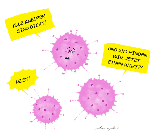 Cartoon: Wirtstier (medium) by droigks tagged cartoon,corona,covid,infektion,shutdown,lockdown,seuche,droigks,virus,virenschutz,gesundheit,krankheit,krise,epidemie,pandemie,vermehrung,ausbreitung,wirt,kneipe,gaststätte,schliessung,gast,organismus,cartoon,corona,covid,infektion,seuche,droigks,virus,virenschutz,gesundheit,krankheit,krise,epidemie,pandemie,vermehrung,ausbreitung,wirt,kneipe,gaststätte,schliessung,gast,organismus