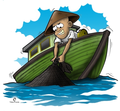 Cartoon: fisherman (medium) by teukudq tagged 191011
