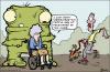 Cartoon: The Wheelchair... (small) by GBowen tagged monster wheelchair scare frighten grandma old dog walking