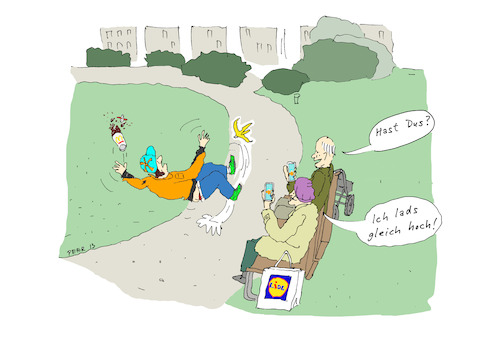 Cartoon: Späte Rache (medium) by darkplanet tagged gender,old,people,park,mobile,facebook,youtube