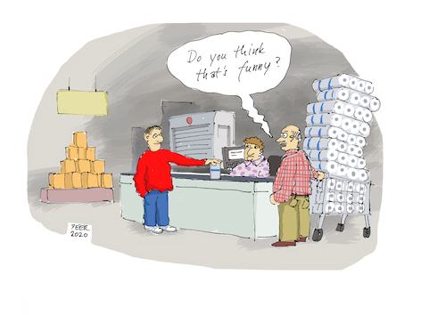 Cartoon: Not funny! (medium) by darkplanet tagged supermarket,toilet,paper,customer,corona,virus,supermarket,toilet,paper,customer,corona,virus