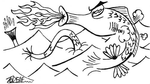 Cartoon: Fire-Breather (medium) by Tzod Earf tagged describbles,cartoon,fire,breathing,fish