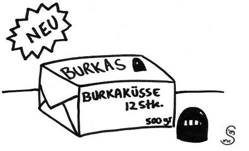 Cartoon: burkaküsse (medium) by XombieLarry tagged schoko,lecker,schmecker,12,stück