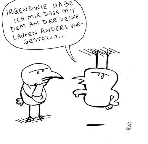 Cartoon: deckenvogel (medium) by XombieLarry tagged vogel,decke