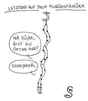 Cartoon: fliegenfalle (medium) by XombieLarry tagged fliege,dating,loser