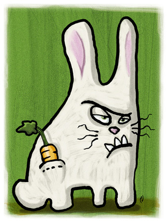 Cartoon: Bad Bunny (medium) by birdbee tagged bunny,rabbit,carrot,pocket,bad,tough