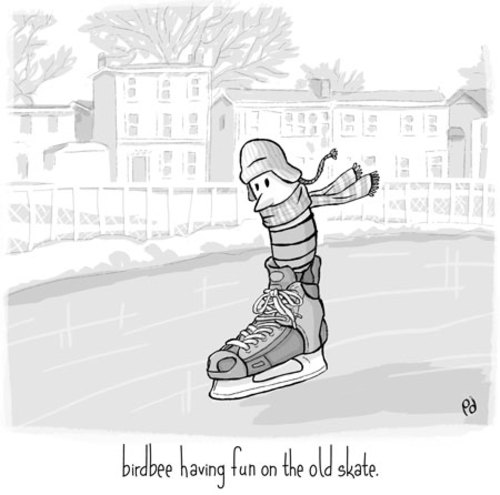 Cartoon: birdbee - skate (medium) by birdbee tagged birdbee,skate,skates,ice,winter,rink