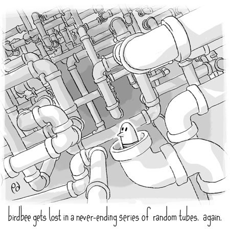 Cartoon: birdbee - tubes (medium) by birdbee tagged birdbee,tubes,lost,internet,web,distraction