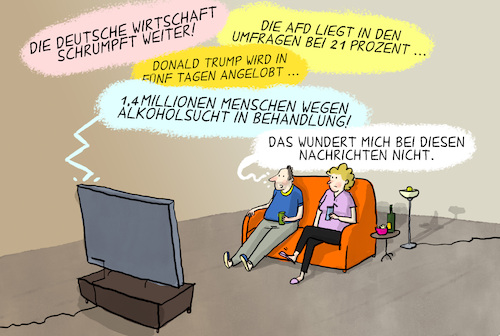 Cartoon: Alkoholsucht und Nachrichten (medium) by leopold maurer tagged alkoholsucht,nachrichten,wirtschaft,schrumpft,bruttosozialprodukt,rückgang,afd,rechte,parteien,rechtspopulismus,zulauf,umfragen,donald,trump,usa,weltordnung,demokratie,gefahr,leopold,maurer,karikatur,cartoon,alkoholsucht,nachrichten,wirtschaft,schrumpft,bruttosozialprodukt,rückgang,afd,rechte,parteien,rechtspopulismus,zulauf,umfragen,donald,trump,usa,weltordnung,demokratie,gefahr,leopold,maurer,karikatur,cartoon