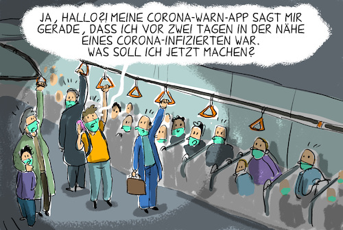 Cartoon: corona warn app (medium) by leopold maurer tagged corona,warn,app,corona,warn,app