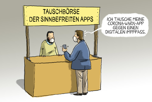 Cartoon: Digitaler Impfpass (medium) by leopold maurer tagged impfung,impfpass,digital,corona,covid,app,warn,tauschbörse,sinnbefreit,pandemie,bekämpfung,leopold,maurer,karikatur,cartoon,comic,illustration,impfung,impfpass,digital,corona,covid,app,warn,tauschbörse,sinnbefreit,pandemie,bekämpfung,leopold,maurer,karikatur,cartoon,comic,illustration