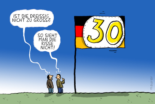 Cartoon: dreissig jahre deutsche einheit (medium) by leopold maurer tagged deutsche,einheit,dreissig,deutsche,einheit,dreissig