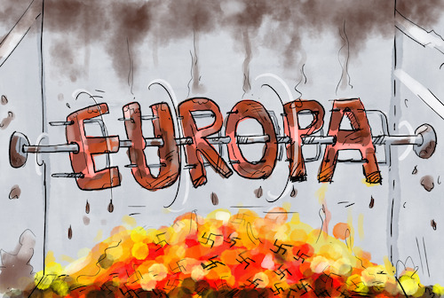 Cartoon: Europa wird braun (medium) by leopold maurer tagged afd,wahlsieg,thüringen,rechtsruck,europa,frankreich,italien,österreich,deutschland,niederlande,ungarn,populismus,putin,russland,migration,inflation,ukraine,krieg,klimakrise,neiddebatte,osten,westen,warnung,leopold,maurer,karikatur,cartoon,afd,wahlsieg,thüringen,rechtsruck,europa,frankreich,italien,österreich,deutschland,niederlande,ungarn,populismus,putin,russland,migration,inflation,ukraine,krieg,klimakrise,neiddebatte,osten,westen,warnung,leopold,maurer,karikatur,cartoon