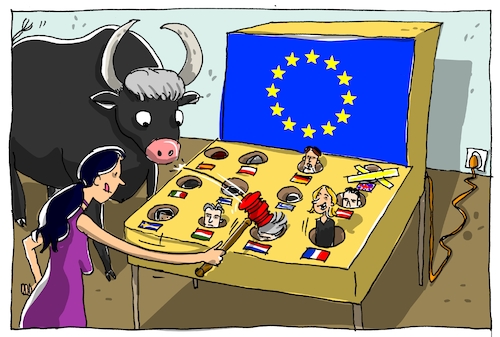 Cartoon: europas rechtspopulisten (medium) by leopold maurer tagged europa,eu,niederlande,frankreich,oesterreich,italien,ungarn,deutschland,afd,petri,orban,le,pen,wilders,wahlen,rechtspopulismus,populisten,stier,versenken,niederlage,demokratie,europa,eu,niederlande,frankreich,oesterreich,italien,ungarn,deutschland,afd,petri,orban,le,pen,wilders,wahlen,rechtspopulismus,populisten,stier,versenken,niederlage,demokratie