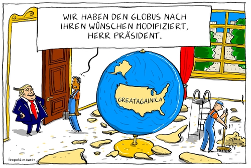 Cartoon: greatagainica (medium) by leopold maurer tagged trump,präsident,usa,globus,neu,america,greatagainica,donald,trump,präsident,usa,globus,neu,america,greatagainica,donald