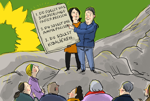 Cartoon: Grüne für Koalitionsverhandlung (medium) by leopold maurer tagged grüne,koalitionsverhandlungen,parteitag,mehrheit,regierung,koalition,ampel,fdp,sdp,wahl,bundesrat,stimmen,grüne,koalitionsverhandlungen,parteitag,mehrheit,regierung,koalition,ampel,fdp,sdp,wahl,bundesrat,stimmen