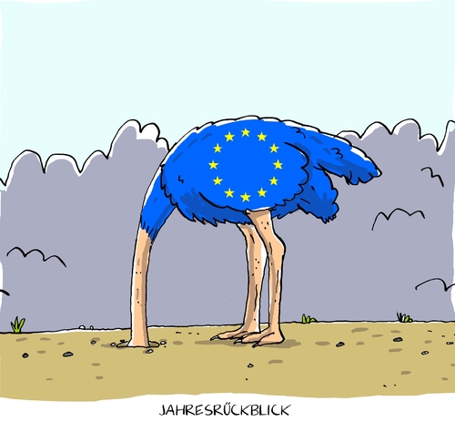 Cartoon: jahresrückblick (medium) by leopold maurer tagged 2015,jahresrückblick,eu,politik,aussenpolitik,budget,krise,finanz,flüchtlinge,verteidigungspolitik,sozialpolitik,einsparungen,vogelstrausspolitik,politiker,solidarität,humanität,menschenrechte,grenzen,aussengrenzen,2015,jahresrückblick,eu,politik,aussenpolitik,budget,krise,finanz,flüchtlinge,verteidigungspolitik,sozialpolitik,einsparungen,vogelstrausspolitik,politiker,solidarität,humanität,menschenrechte,grenzen,aussengrenzen