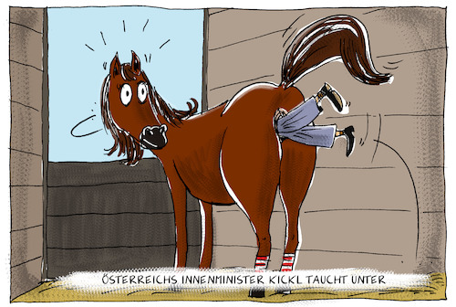 Cartoon: kickl untergetaucht (medium) by leopold maurer tagged österreich,innenminister,medien,zensur,pressefreiheit,kickl,pferd,pferdestaffel,untertauchen,österreich,innenminister,medien,zensur,pressefreiheit,kickl,pferd,pferdestaffel,untertauchen