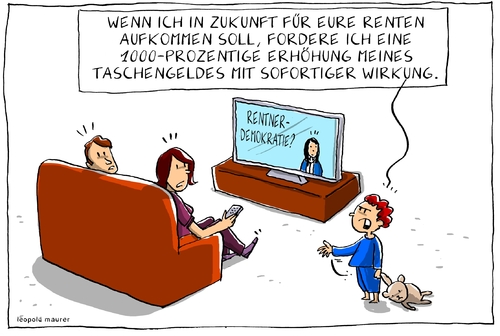 Cartoon: klugscheisser (medium) by leopold maurer tagged rente,rentner,jugend,kinder,eltern,ältere,rentensystem,rentenreform,pension,pensionsreform,rentnerdemokratie,rente,rentner,jugend,kinder,eltern,ältere,rentensystem,rentenreform,pension,pensionsreform,rentnerdemokratie