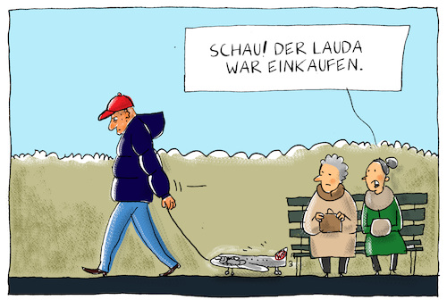 Cartoon: lauda kauft niki (medium) by leopold maurer tagged niki,lauda,air,insolvenz,rückkauf,rückkehr,kauf,airline,mitbieter,besitzer,gründer,österreich,deutschland,niki,lauda,air,insolvenz,rückkauf,rückkehr,kauf,airline,mitbieter,besitzer,gründer,österreich,deutschland