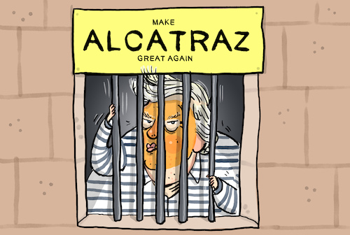 Cartoon: Make Alcatraz Great Again (medium) by leopold maurer tagged trump,alcatraz,gefägnis,usa,wiedereröffnung,schwerverbrecher,präsident,autokrat,demokratie,abbau,strafe,bestraft,hinter,gittern,leopold,maurer,karikatur,cartoon,trump,alcatraz,gefägnis,usa,wiedereröffnung,schwerverbrecher,präsident,autokrat,demokratie,abbau,strafe,bestraft,hinter,gittern,leopold,maurer,karikatur,cartoon