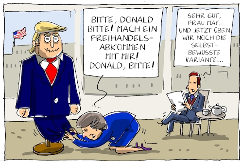 Cartoon: may und trump (medium) by leopold maurer tagged may,trump,usa,freihandelsabkommen,gespräche,staatsbesuch,probe,bettelei,premierministerin,präsident,grossbritannien,may,trump,usa,freihandelsabkommen,gespräche,staatsbesuch,probe,bettelei,premierministerin,präsident,grossbritannien