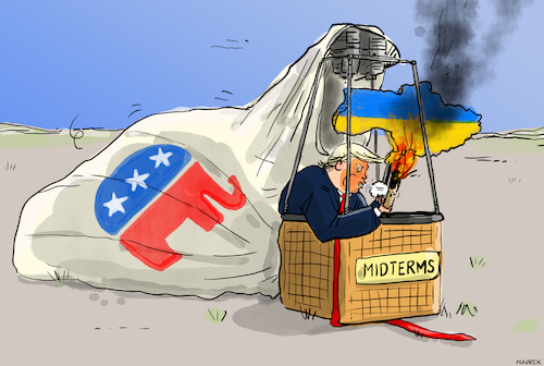 Cartoon: Midterms (medium) by leopold maurer tagged usa,midterms,ukraine,krieg,trump,raketen,spionage,oel,diesel,putin,deal,russland,republikaner,senat,heissluftballon,feuer,angriffskrieg,leopold,maurer,karikatur,cartoon,usa,midterms,ukraine,krieg,trump,raketen,spionage,oel,diesel,putin,deal,russland,republikaner,senat,heissluftballon,feuer,angriffskrieg,leopold,maurer,karikatur,cartoon