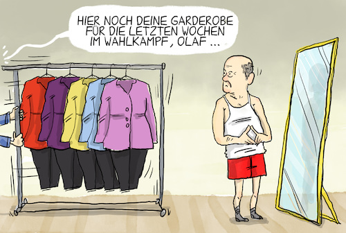 Cartoon: Olaf Scholz im Umfrage-Hoch (medium) by leopold maurer tagged olaf,scholz,wahlkampf,umfragewert,umfragehoch,spd,umfrage,wahlen,bundestagswahl,kanzlerkanditat,merkel,garderobe,olaf,scholz,wahlkampf,umfragewert,umfragehoch,spd,umfrage,wahlen,bundestagswahl,kanzlerkanditat,merkel,garderobe