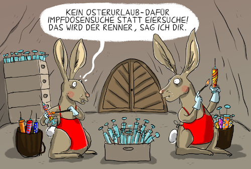 Cartoon: Osterurlaub 2021 (medium) by leopold maurer tagged ostern,urlaub,2021,corona,covid,pandemie,impfung,impfplan,eier,osterhase,leopold,maurer,karikatur,cartoon,illustration,comic,ostern,urlaub,2021,corona,covid,pandemie,impfung,impfplan,eier,osterhase,leopold,maurer,karikatur,cartoon,illustration,comic