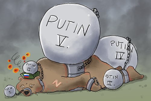 Cartoon: Putins fünfte Amtszeit (medium) by leopold maurer tagged putin,herrschaft,fünfte,amtszeit,präsident,russland,krieg,ukraine,diktatur,meinungsfreiheit,macht,autokratie,autokrat,opposition,mord,kritiker,navalny,journalisten,repression,verherrlichung,leopold,maurer,karikatur,cartoon,putin,herrschaft,fünfte,amtszeit,präsident,russland,krieg,ukraine,diktatur,meinungsfreiheit,macht,autokratie,autokrat,opposition,mord,kritiker,navalny,journalisten,repression,verherrlichung,leopold,maurer,karikatur,cartoon