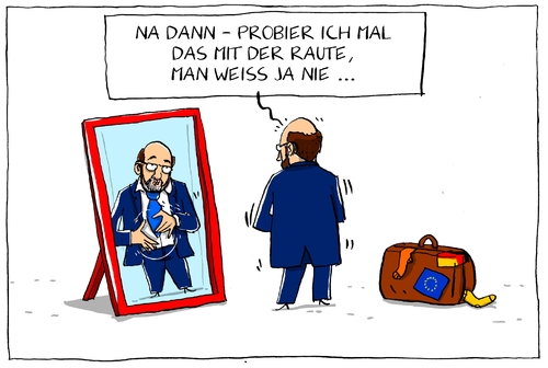 Cartoon: rautenübungen (medium) by leopold maurer tagged kanzlerkanditat,schulz,martin,eu,deutschland,rückkehr,parlament,kanzlerkanditat,schulz,martin,eu,deutschland,rückkehr,parlament