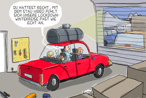 Cartoon: Reisebeschränkungen (medium) by leopold maurer tagged reisebeschränkung,pandemie,europa,welt,reise,einreise,quarantäne,test,impfung,grenze,verzicht,familie,garage,auto,stau,reisebeschränkung,pandemie,europa,welt,reise,einreise,quarantäne,test,impfung,grenze,verzicht,familie,garage,auto,stau