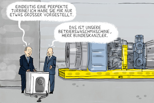 Scholz besichtigt Gas-Turbine