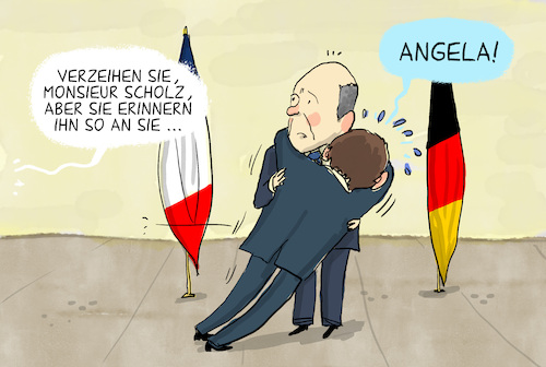 Cartoon: Scholz trifft Macron (medium) by leopold maurer tagged scholz,antrittsbesuch,frankreich,macron,präsident,achse,paris,berlin,deutschland,merkel,angela,wehmut,leopold,maurer,karikatur,cartoon,scholz,antrittsbesuch,frankreich,macron,präsident,achse,paris,berlin,deutschland,merkel,angela,wehmut,leopold,maurer,karikatur,cartoon