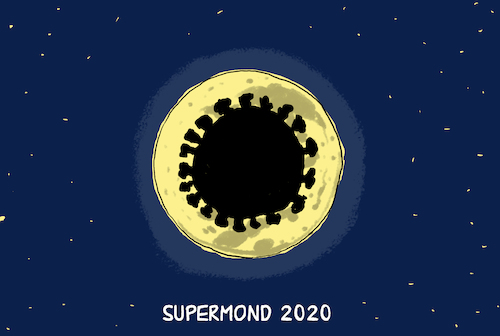 Cartoon: supermond 2020 (medium) by leopold maurer tagged corona,supermond,2020,covid,covid19,corona,supermond,2020,covid,covid19