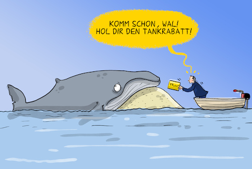 Cartoon: Tankrabatt (medium) by leopold maurer tagged tankrabatt,spritpreis,ölpreis,krieg,iran,engpass,nahost,usa,wal,walrettung,sandbank,koalition,tanken,entlastung,inflation,transport,preis,regierung,bundeskanzler,trost,erneuerbare,energie,kraftstoff,leopold,maurer,karikatur,cartoon,tankrabatt,spritpreis,ölpreis,krieg,iran,engpass,nahost,usa,wal,walrettung,sandbank,koalition,tanken,entlastung,inflation,transport,preis,regierung,bundeskanzler,trost,erneuerbare,energie,kraftstoff,leopold,maurer,karikatur,cartoon