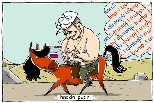 Cartoon: the hacking putin (medium) by leopold maurer tagged putin,trump,wahlerfolg,russland,hacker,gehackt,hacking,wahlkampf,clinton,email,mail,beeinflussung,putin,trump,wahlerfolg,russland,hacker,gehackt,hacking,wahlkampf,clinton,email,mail,beeinflussung