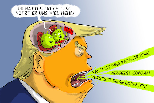 Cartoon: trump wettert gegen fauci (medium) by leopold maurer tagged trump,fauci,corona,covid,trump,fauci,corona,covid