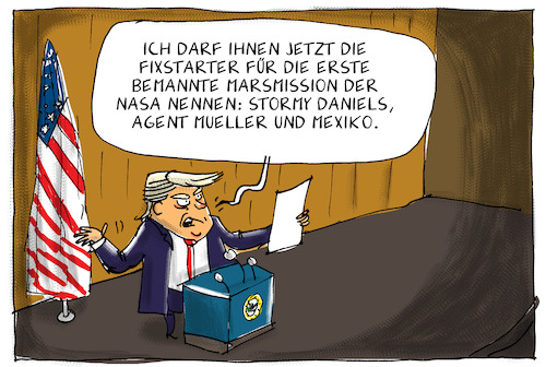 Cartoon: trumps notfallplan (medium) by leopold maurer tagged trump,usa,schweigegeld,affaire,stormy,daniels,nasa,mars,mission,notfallplan,verwicklung,russland,mueller,mauer,mexiko,trump,usa,schweigegeld,affaire,stormy,daniels,nasa,mars,mission,notfallplan,verwicklung,russland,mueller,mauer,mexiko